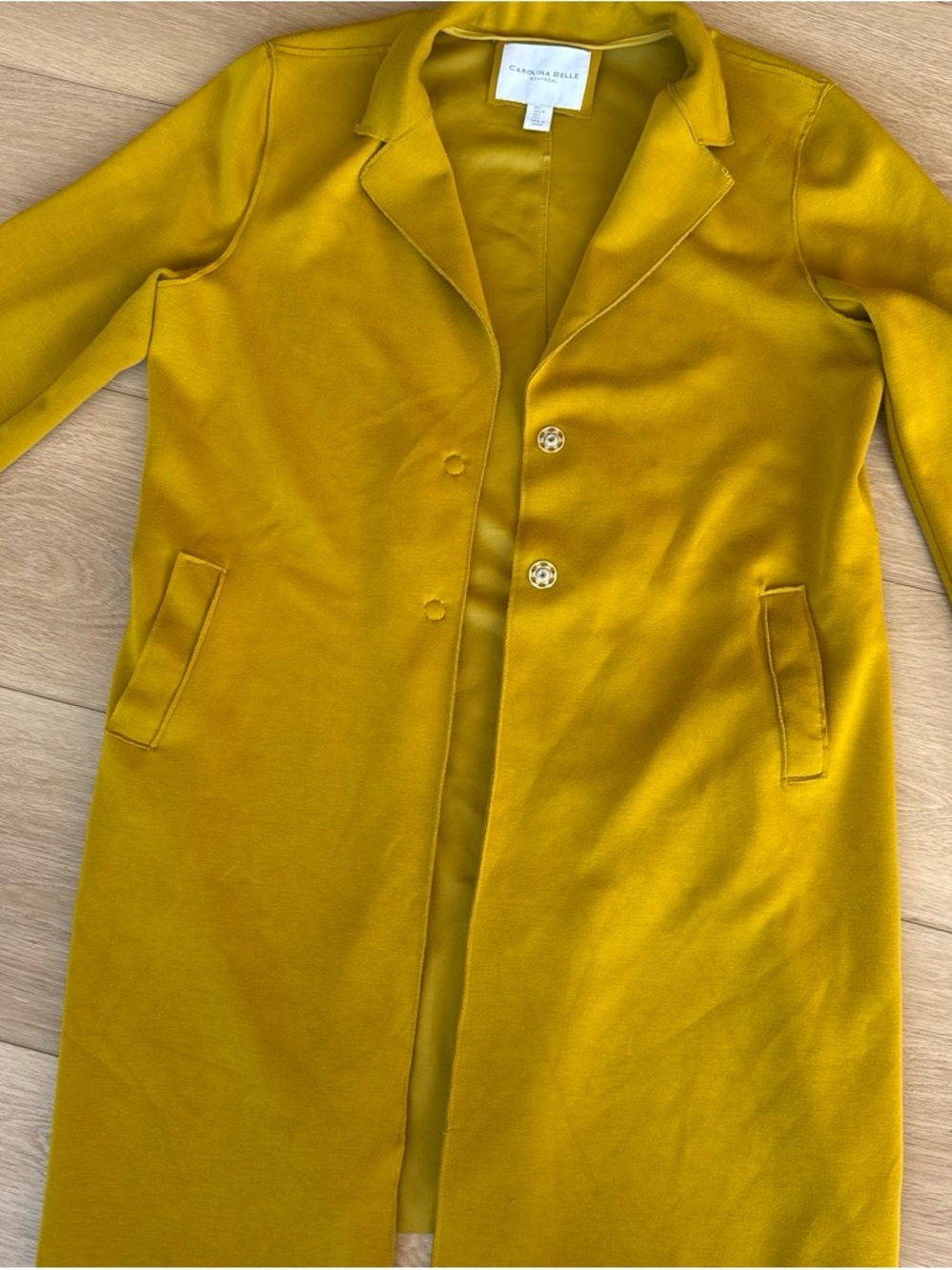 Carolina Belle Women's Mustard Yellow Long Blazer Coat